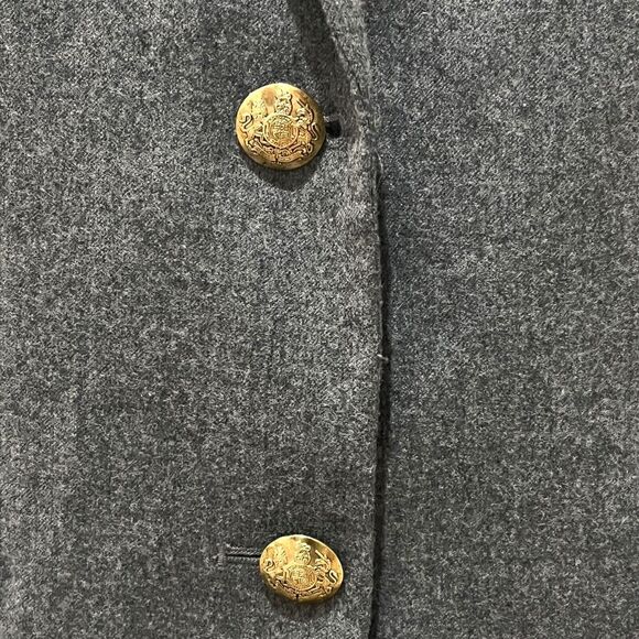 J. Crew Blazer Womens sz 2 Gray 100% Wool Jacket Gold Crest Buttons - Picture 4 of 7